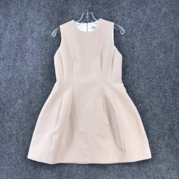 Zara Light Pink Voluminous Fit & Flare Mini Dress Women’s Small Event Preppy - Picture 1 of 13